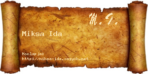 Miksa Ida névjegykártya